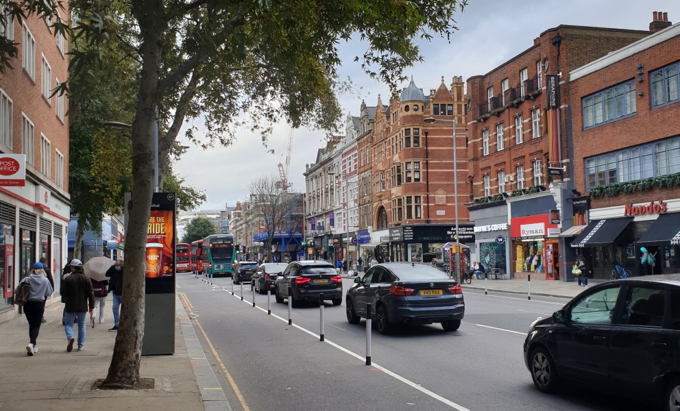 High Street Ken cycle lane