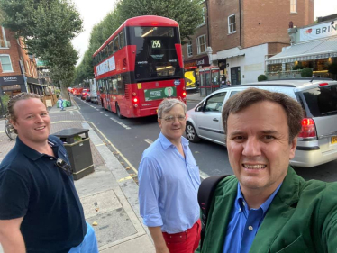 Traffic back to back at 8 pm on a Thursday evening - with Greg Hands MP, West Central Assembly Member Tony Devenish, and Leader of the Opposition H&F Council Andrew Brown