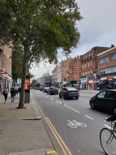 High Street Ken cycle lane